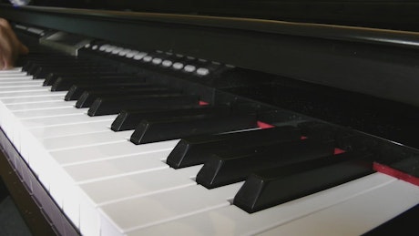Person playing the piano, close up