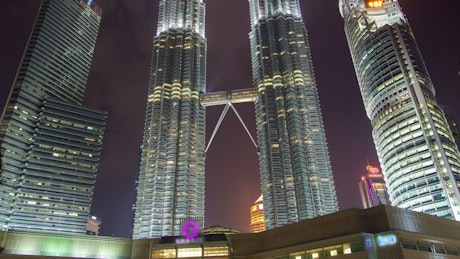 Petronas twin towers at night.