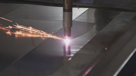 Plasma cutter in action.