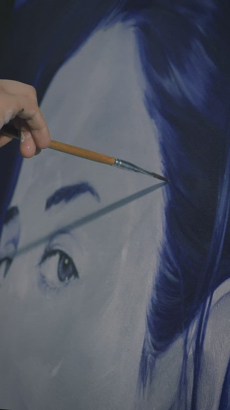 Plastic artist working on a portrait