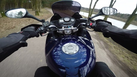 Point of view of riding a motorcycle