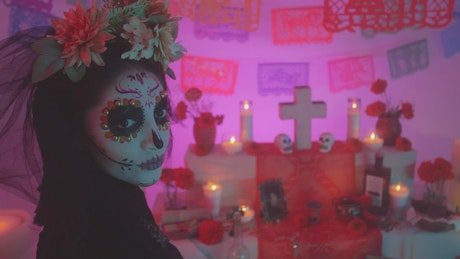 Portrait of a catrina looking at the camera