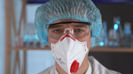 Portrait of a man with virus protection