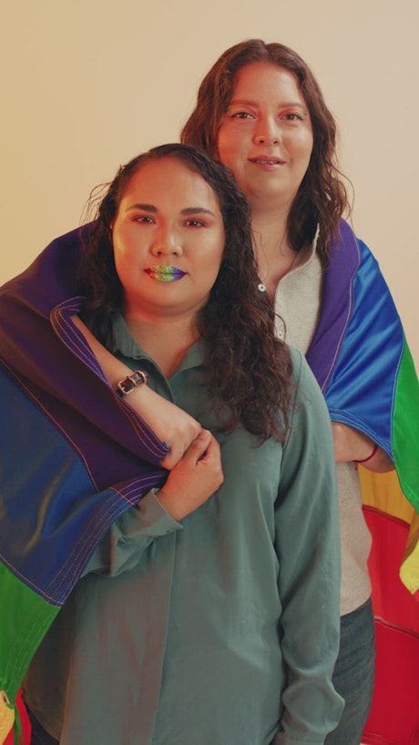 Portrait of an LGBT couple of two women