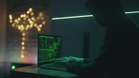 Programmer hacking information on the dark web.