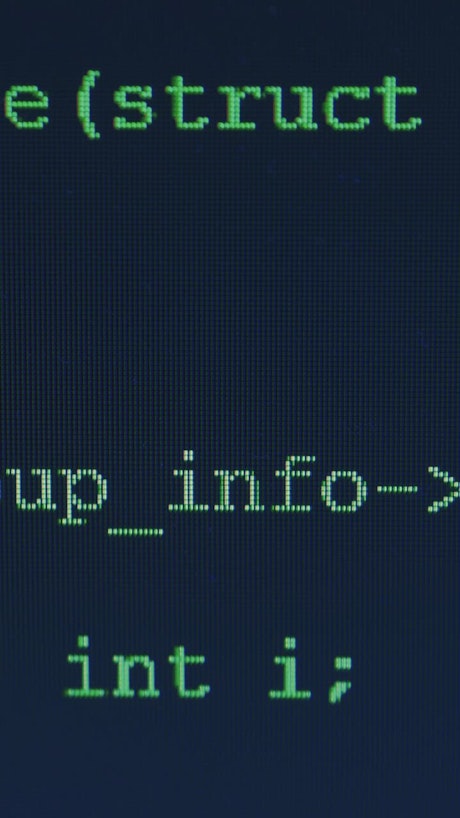 Programming codes on a screen close up
