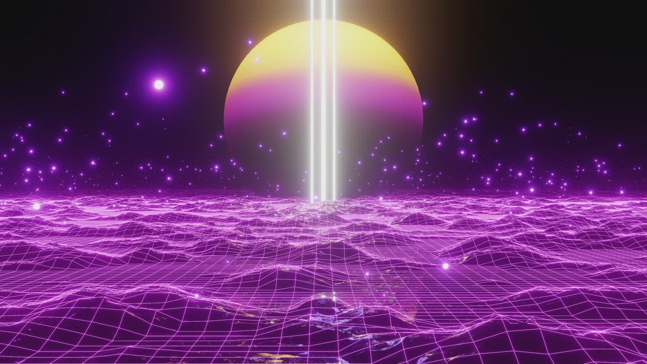 Purple cyberpunk world in digital space - Free Stock Video