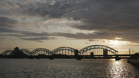 Railway Bridge silhouette in the sunset