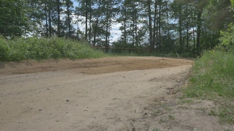 Rally racing car on the dirt road.