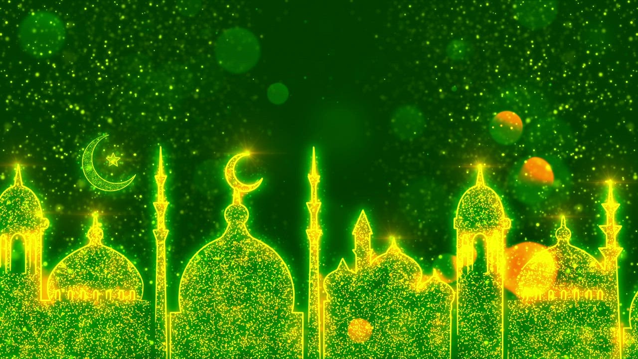 Ramadan Kareem made with green particles, 3D - Free Stock Video