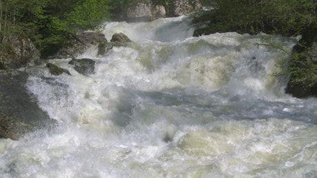 Rapids of the river in slow motion.