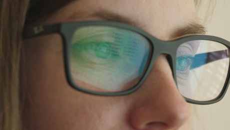 Reflection of a screen in glasses