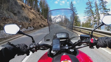 Riding on a motorcycle first person perspective