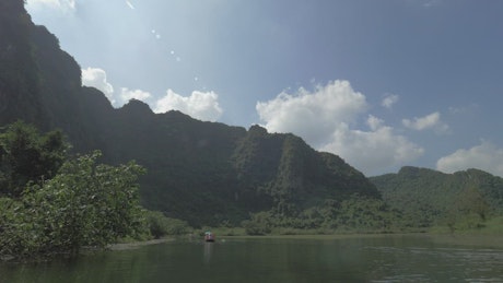 River below the mountains in Vietnam.