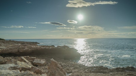 Rocky seashore, time-lapse.