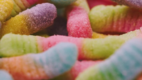 Rotating gummy worms texture.