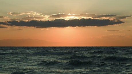 Rough sea as the sun starts to set.