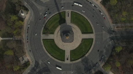 Roundabout in an aerial slow motion shot.