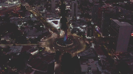 Roundabout in Guadalajara city at night.