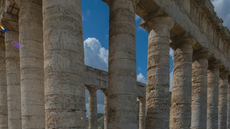 Ruins of the Temple of Segesta in Sicily in Greece.