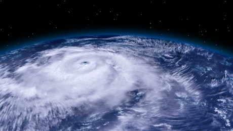 Satellite view of a large weather system forming.
