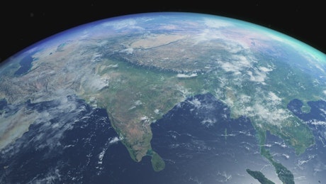Satellite view of India.