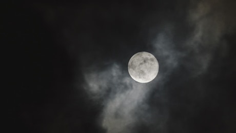 Scary full moon on a cloudy night.