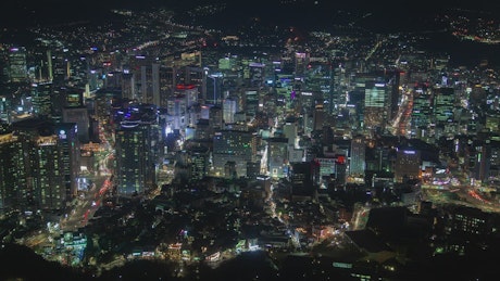 Seoul cityscape at night.