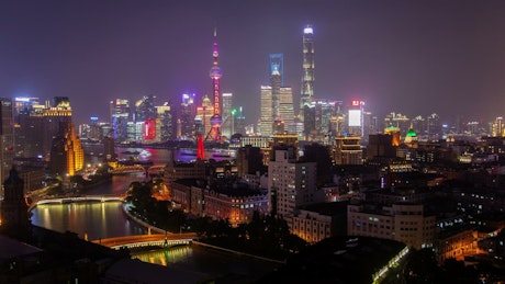 Shanghai urban landscape at night.