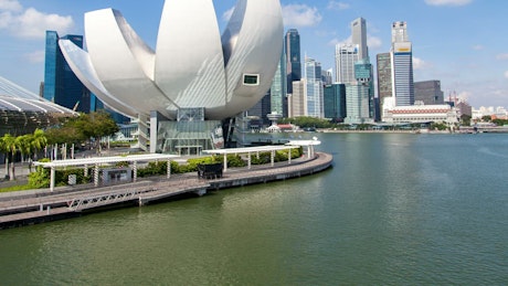 Singapore art center and skyscrapers