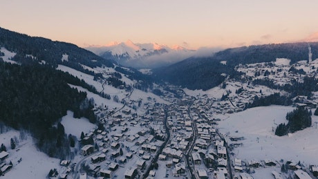 Snowy town in the winter
