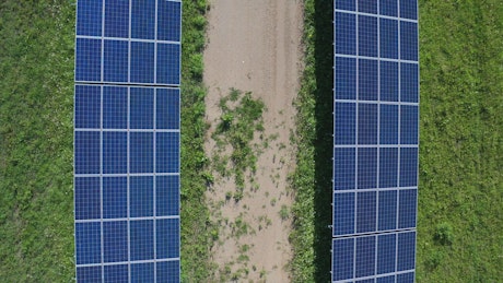 Solar panels in a field.