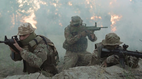 Soldiers in the middle of a war zone