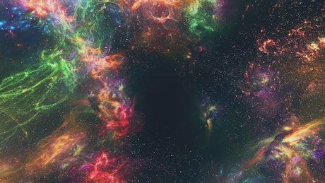 Spectacular fluorescent colored nebulae in universe.