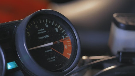 Speedometer of a motorcycle.