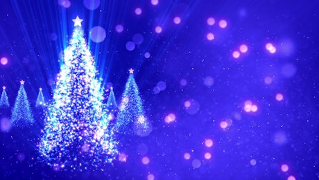 Spinning christmas tree made of luminous particles.
