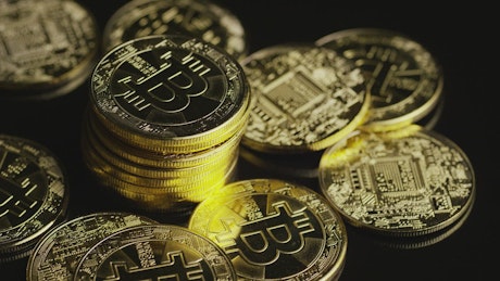 Stack of bitcoins rotating