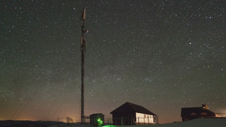 Starry sky and communications antenna, time-lapse