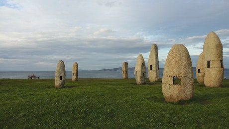 Stone monuments on the coast