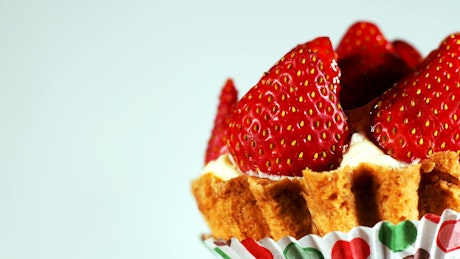 Strawberry dessert on white background