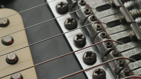 Strings of an electric guitar