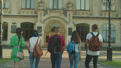 Students walking in a university.