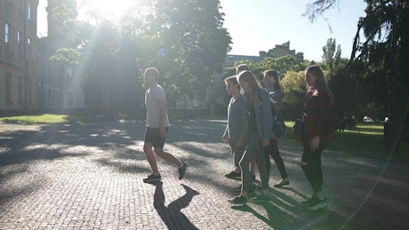 Students walking together.