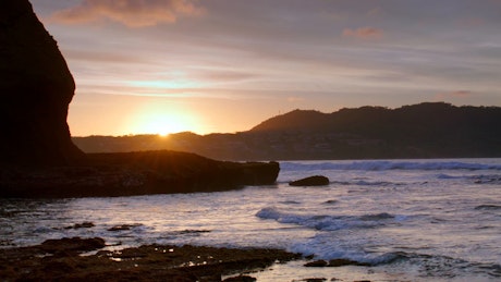 Sunrise on a virgin Pacific beach.