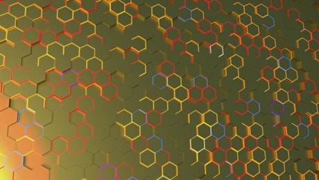 Surface of lights in the shape of a honeycomb