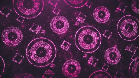 Surface with bright purple figures.