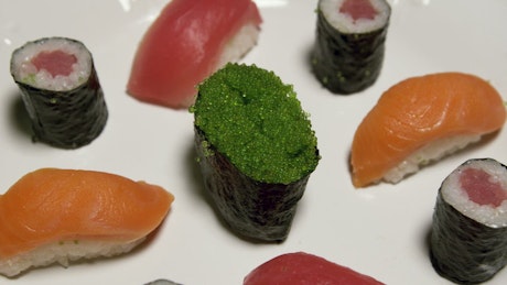 Sushi selection on a plate