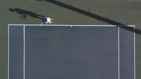 Tennis serve aerial view
