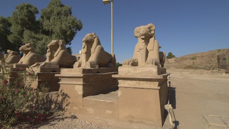 The amazing ancient statues of the Karnak Temple in Egypt.