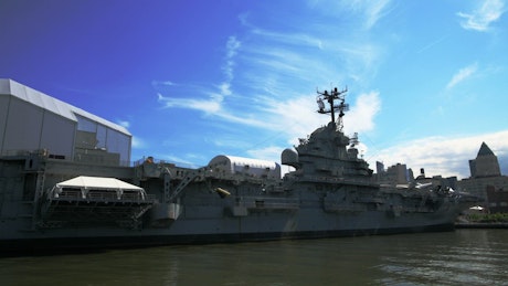The USS Intrepid in port.